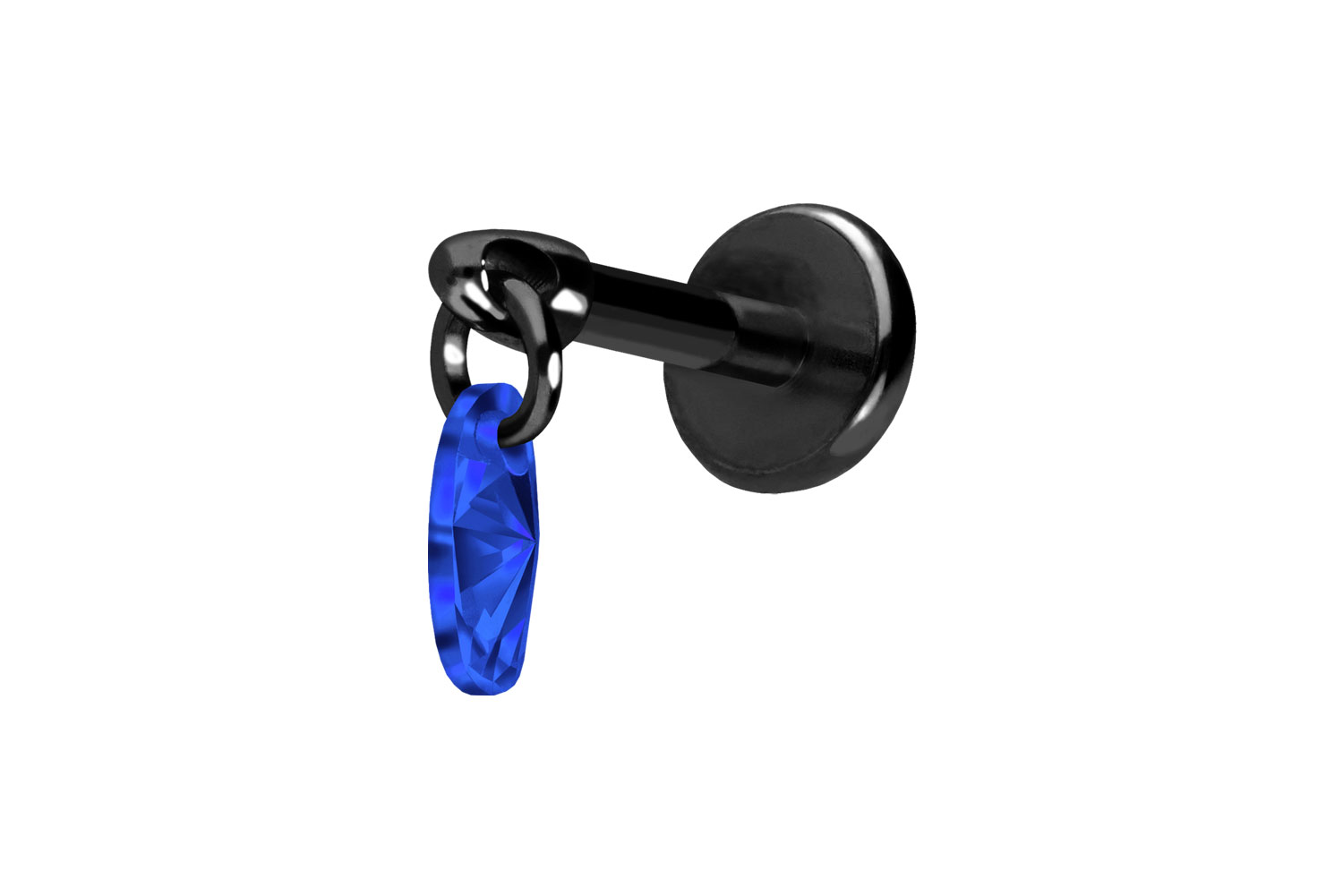 Titan Labret Piercing mit Push Fit KRISTALLOVAL